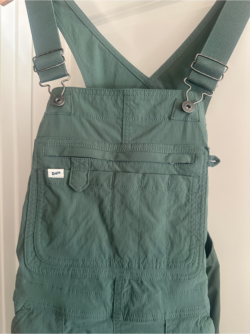 Duluth Green Utility Bib Overalls Shorts - Picture 2 of 7